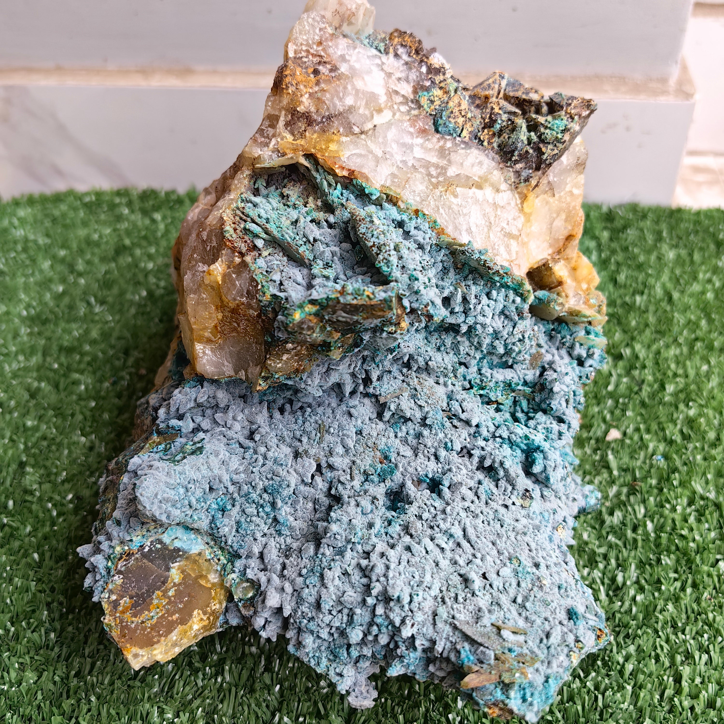 Chrysocolla on Quartz from mine tentadora