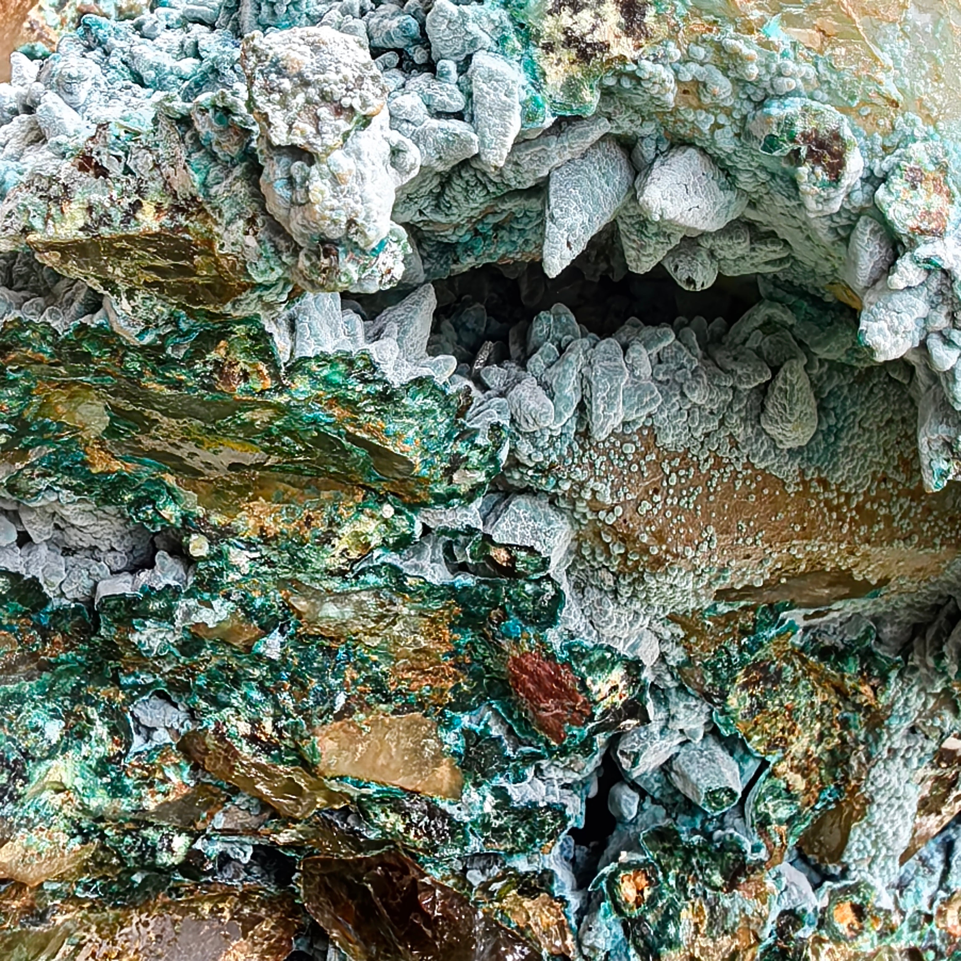 Chrysocolla on Quartz from mine tentadora
