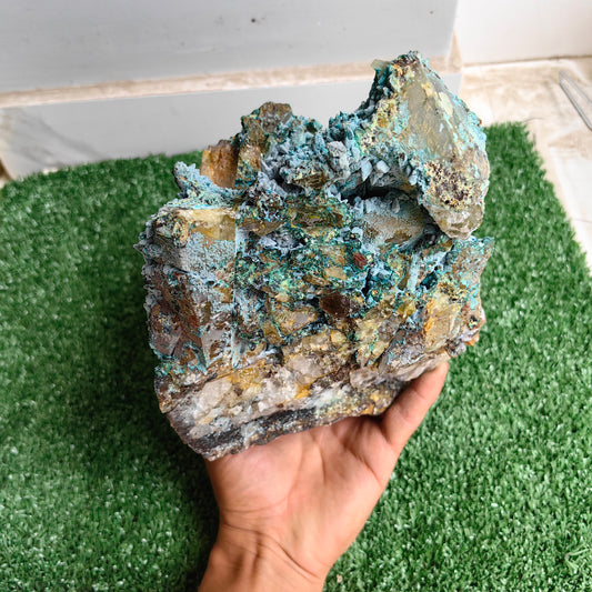 Chrysocolla on Quartz from mine tentadora