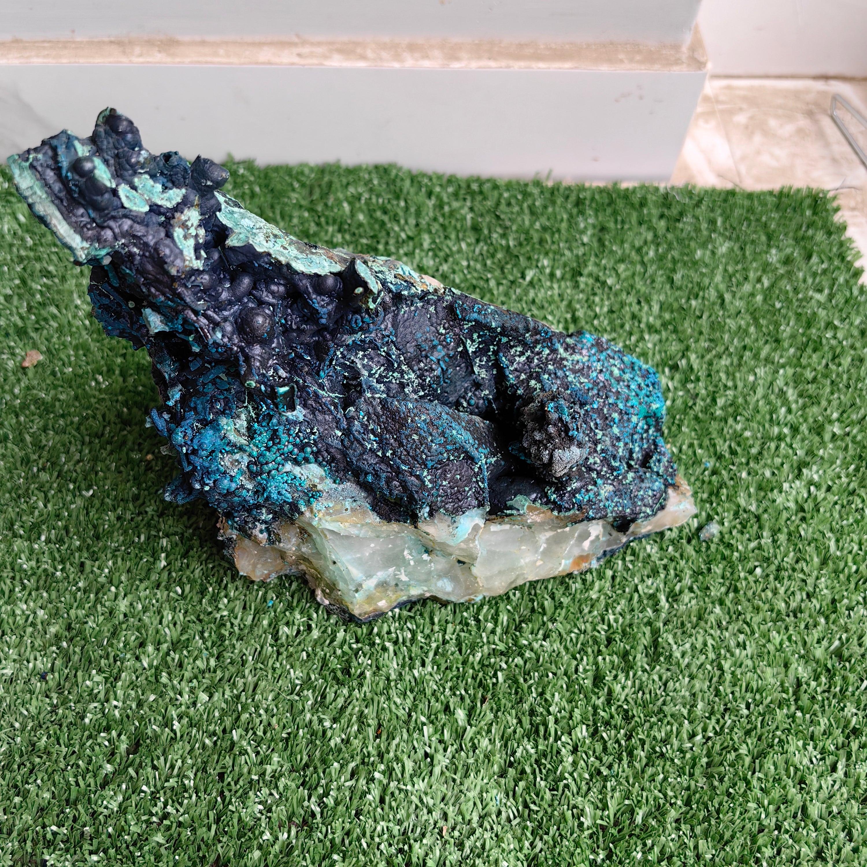 Chrysocolla on Quartz from mine tentadora