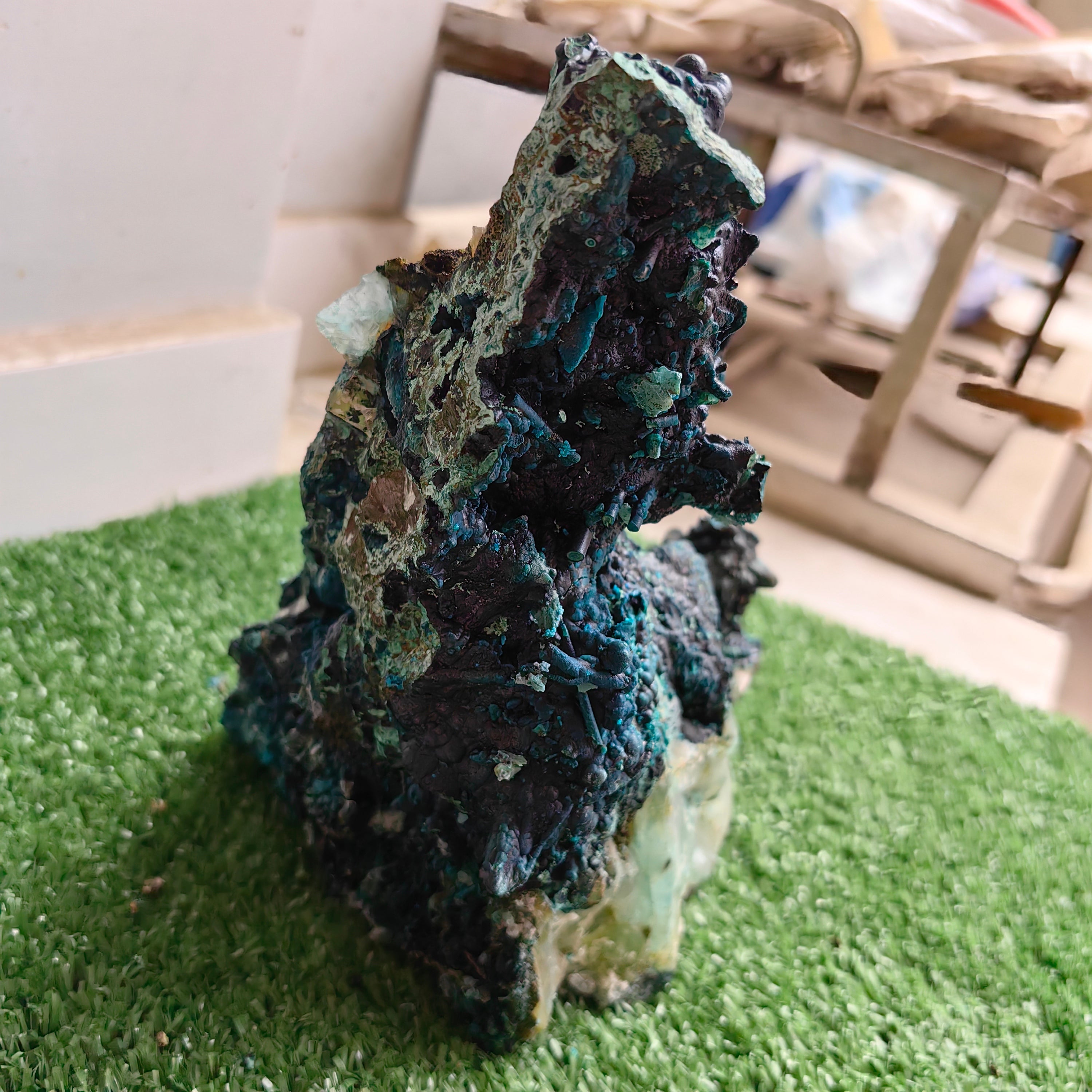 Chrysocolla on Quartz from mine tentadora