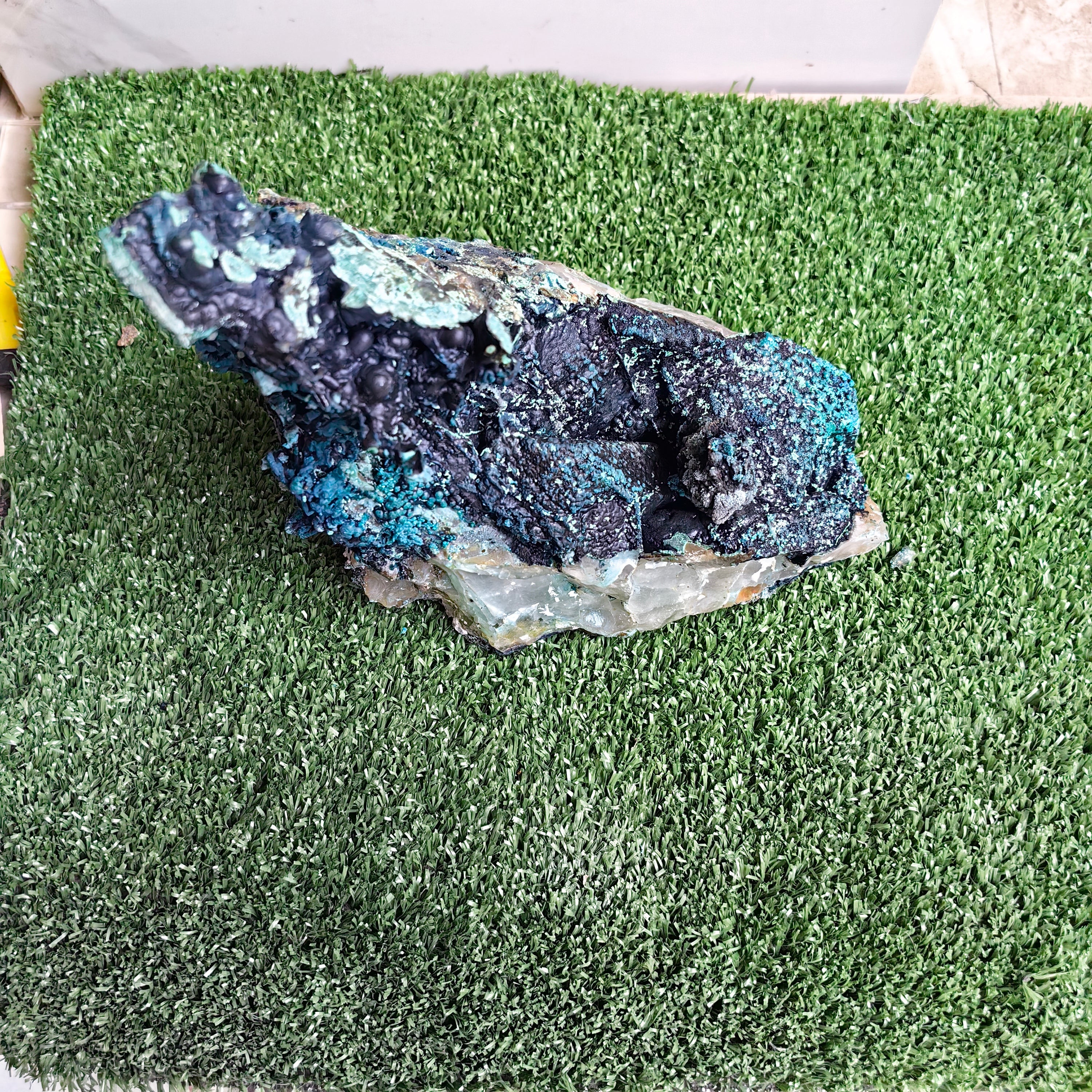 Chrysocolla on Quartz from mine tentadora