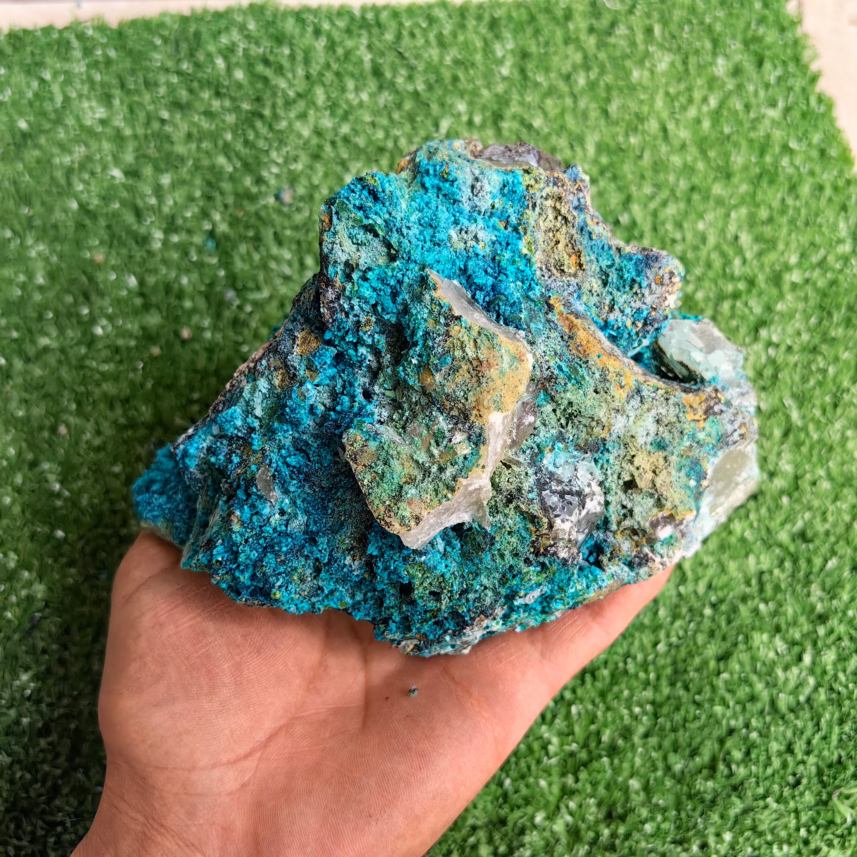 Chrysocolla on Quartz from mine tentadora