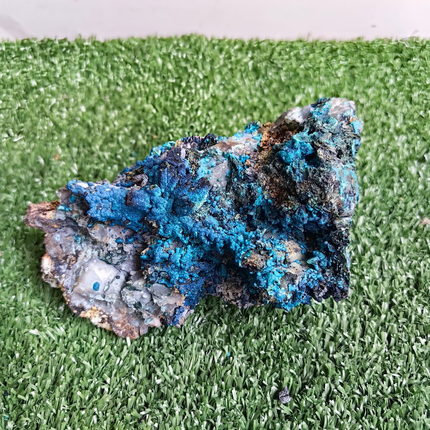 Chrysocolla on Quartz from mine tentadora