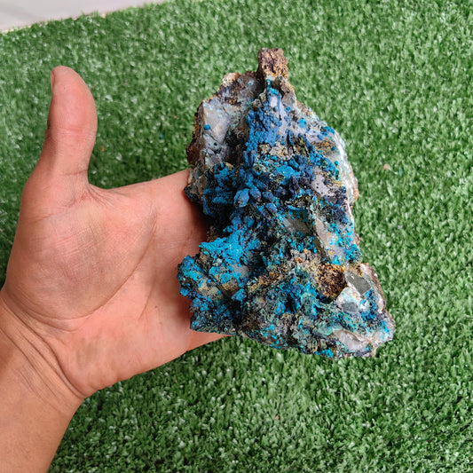 Chrysocolla on Quartz from mine tentadora