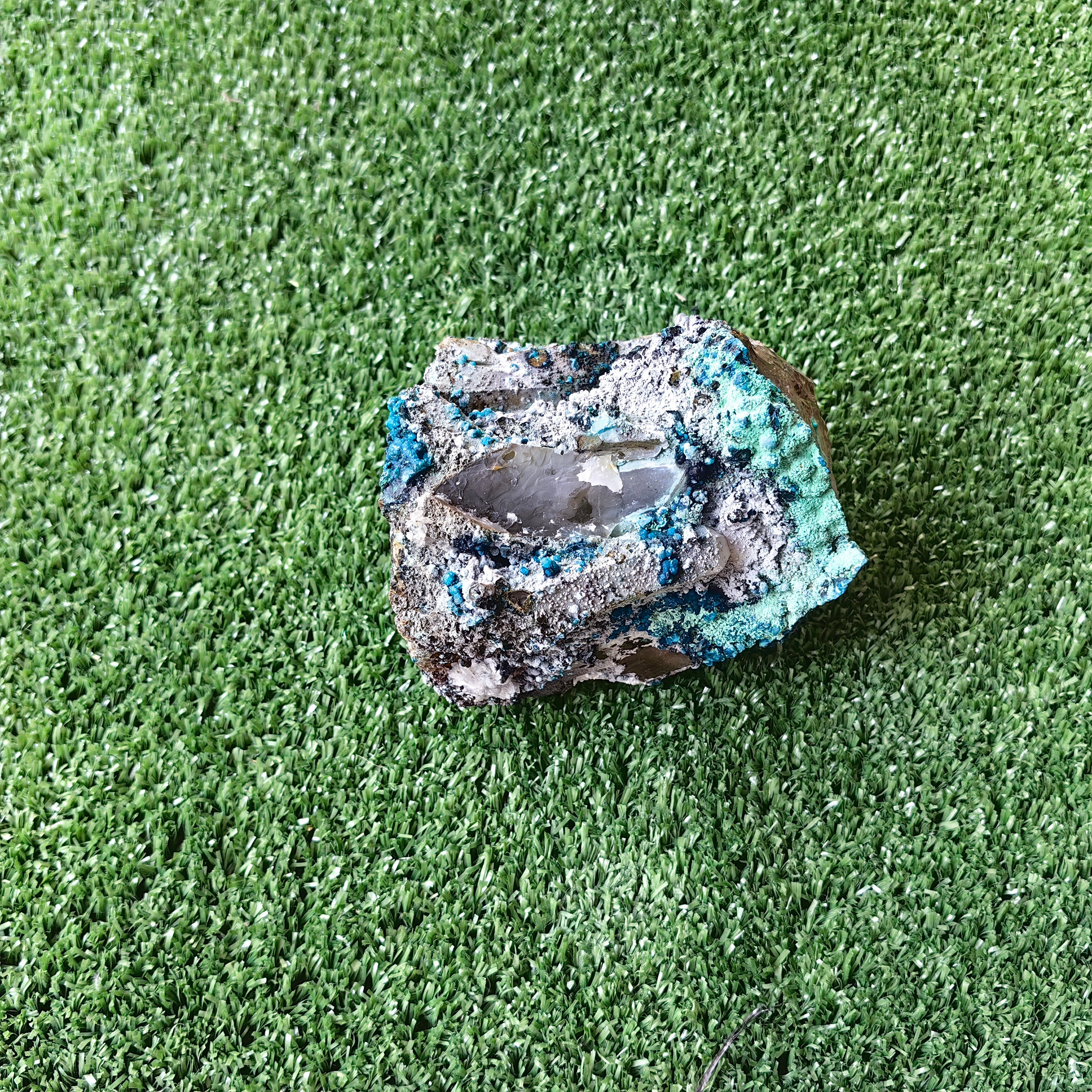Chrysocolla on Quartz from mine tentadora