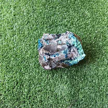 Chrysocolla on Quartz from mine tentadora