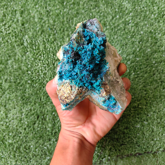 Chrysocolla on Quartz from mine tentadora