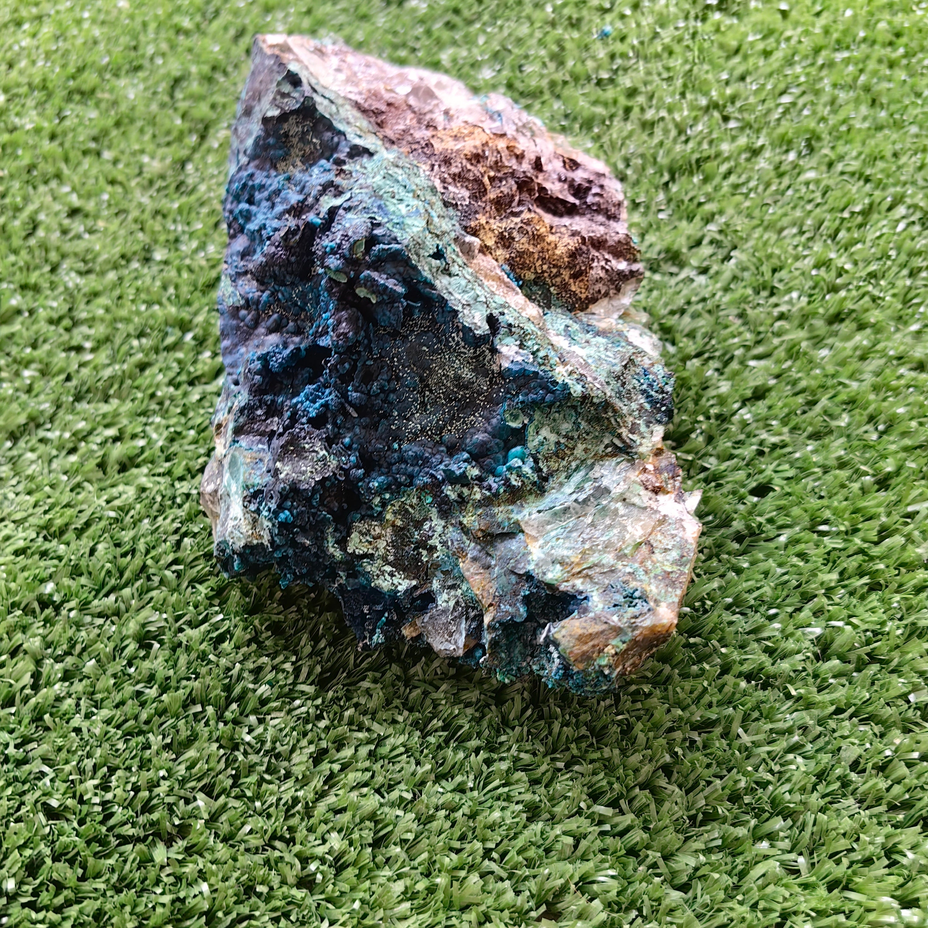 Chrysocolla on Quartz from mine tentadora