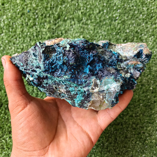 Chrysocolla on Quartz from mine tentadora