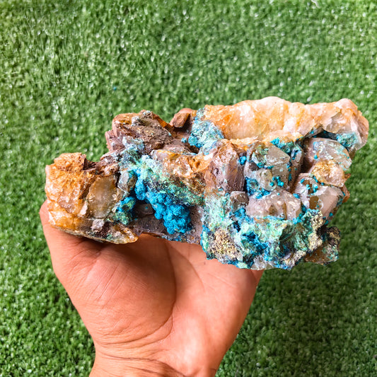Chrysocolla on Quartz from mine tentadora