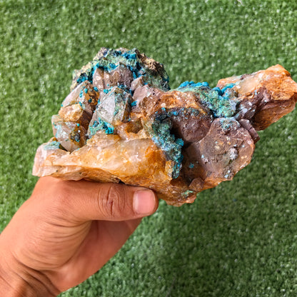 Chrysocolla on Quartz from mine tentadora