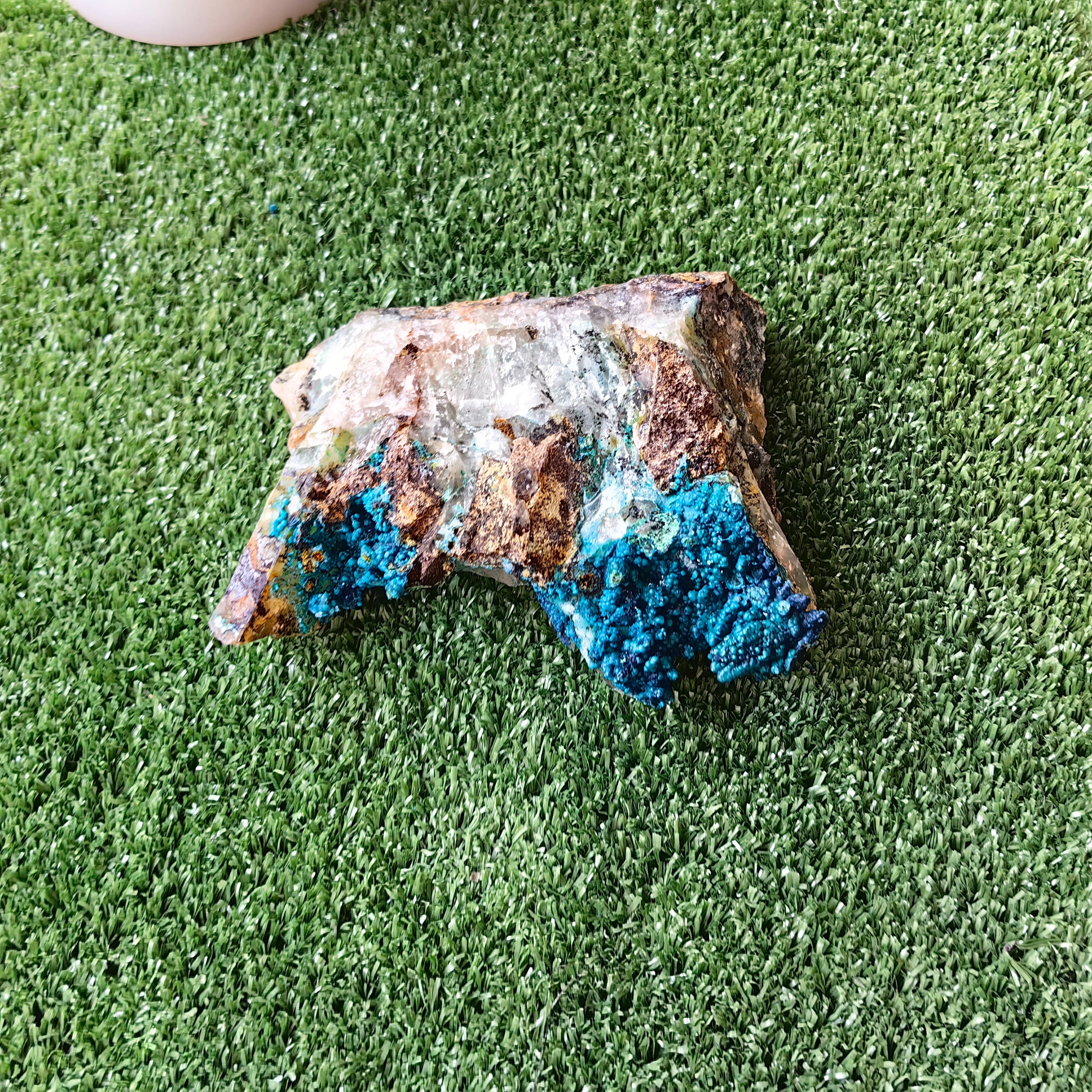 Chrysocolla on Quartz from mine tentadora
