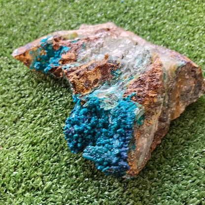 Chrysocolla on Quartz from mine tentadora