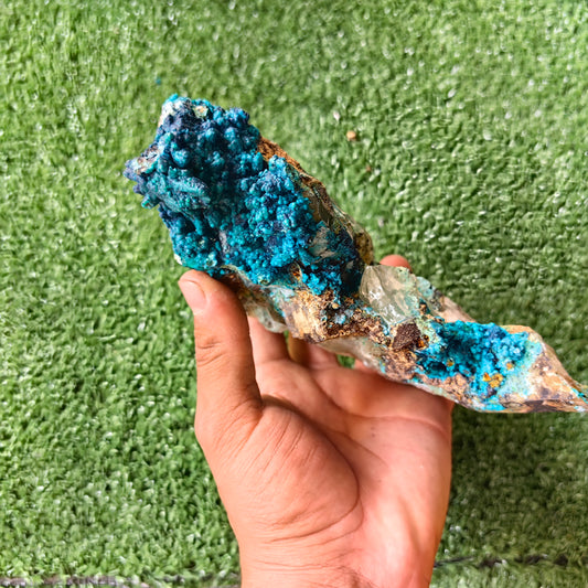 Chrysocolla on Quartz from mine tentadora