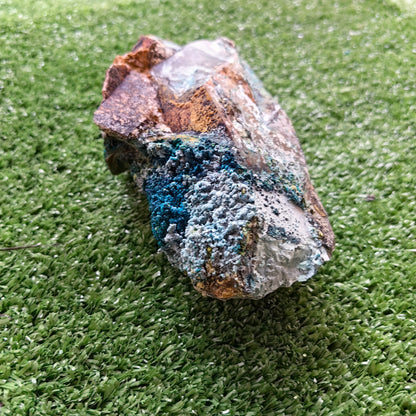 Chrysocolla on Quartz from mine tentadora