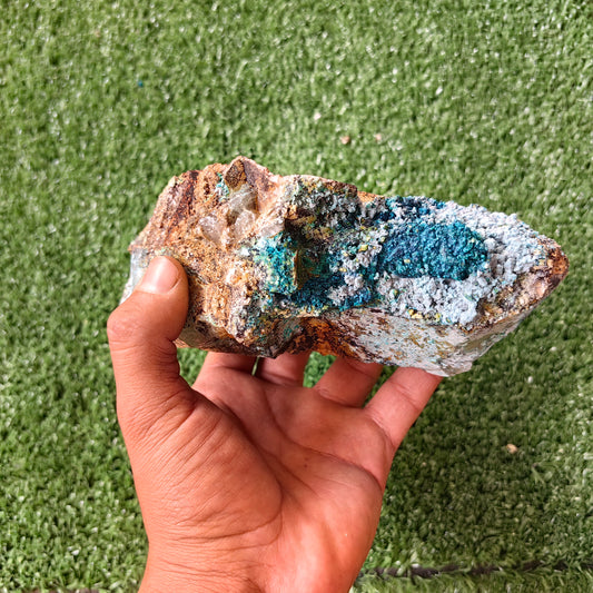 Chrysocolla on Quartz from mine tentadora