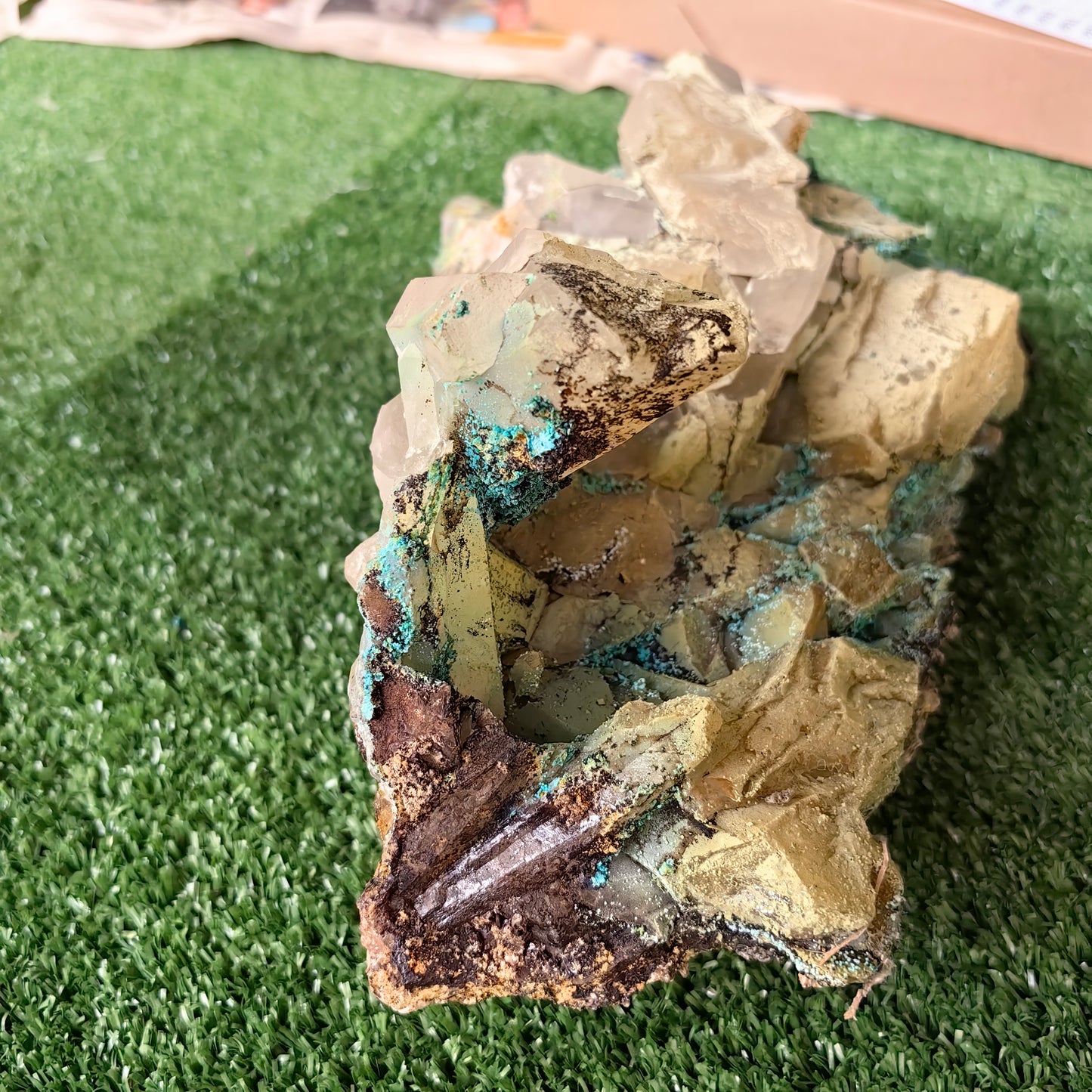 Chrysocolla on Quartz from mine tentadora