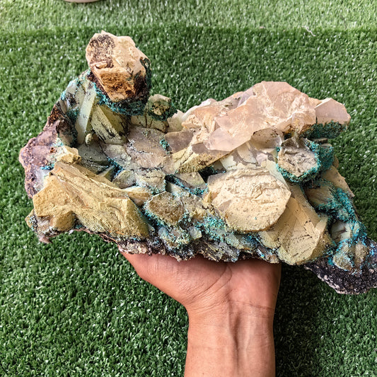Chrysocolla on Quartz from mine tentadora