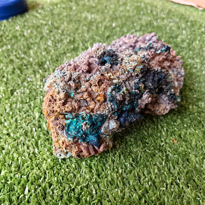 Chrysocolla on Quartz from mine tentadora