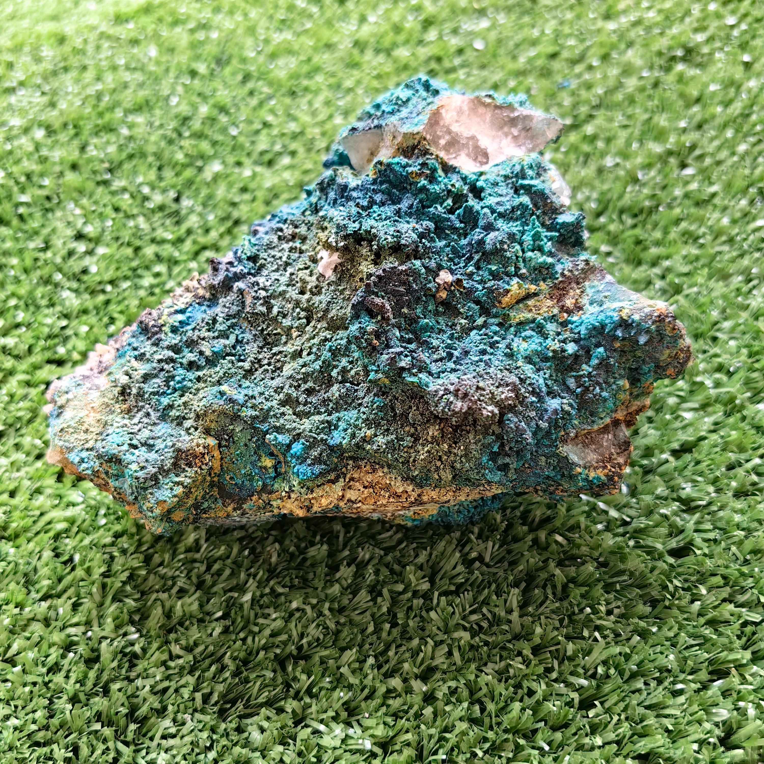 Chrysocolla on Quartz from mine tentadora