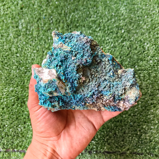 Chrysocolla on Quartz from mine tentadora