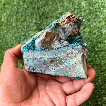 Chrysocolla on Quartz from mine tentadora