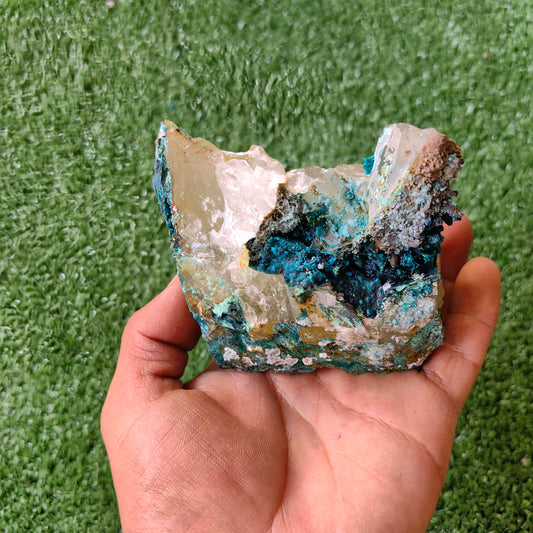Chrysocolla on Quartz from mine tentadora