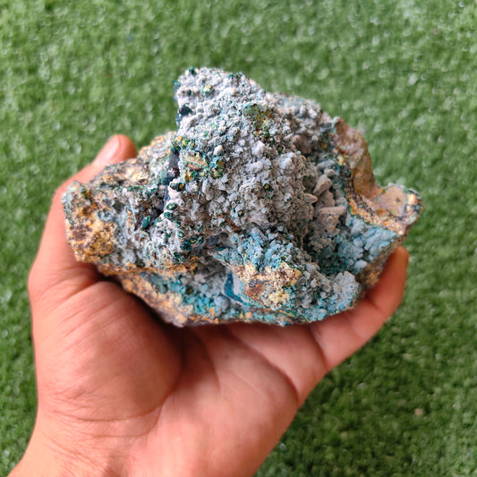 Chrysocolla on Quartz from mine tentadora