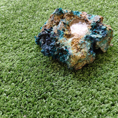 Chrysocolla on Quartz from mine tentadora