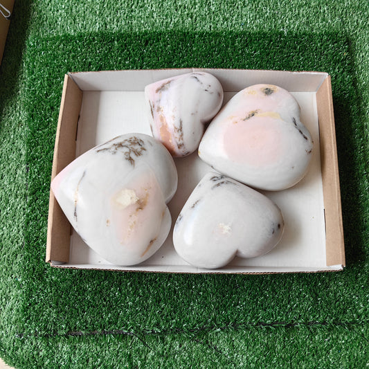 4 pc peruvian pink opal hearts