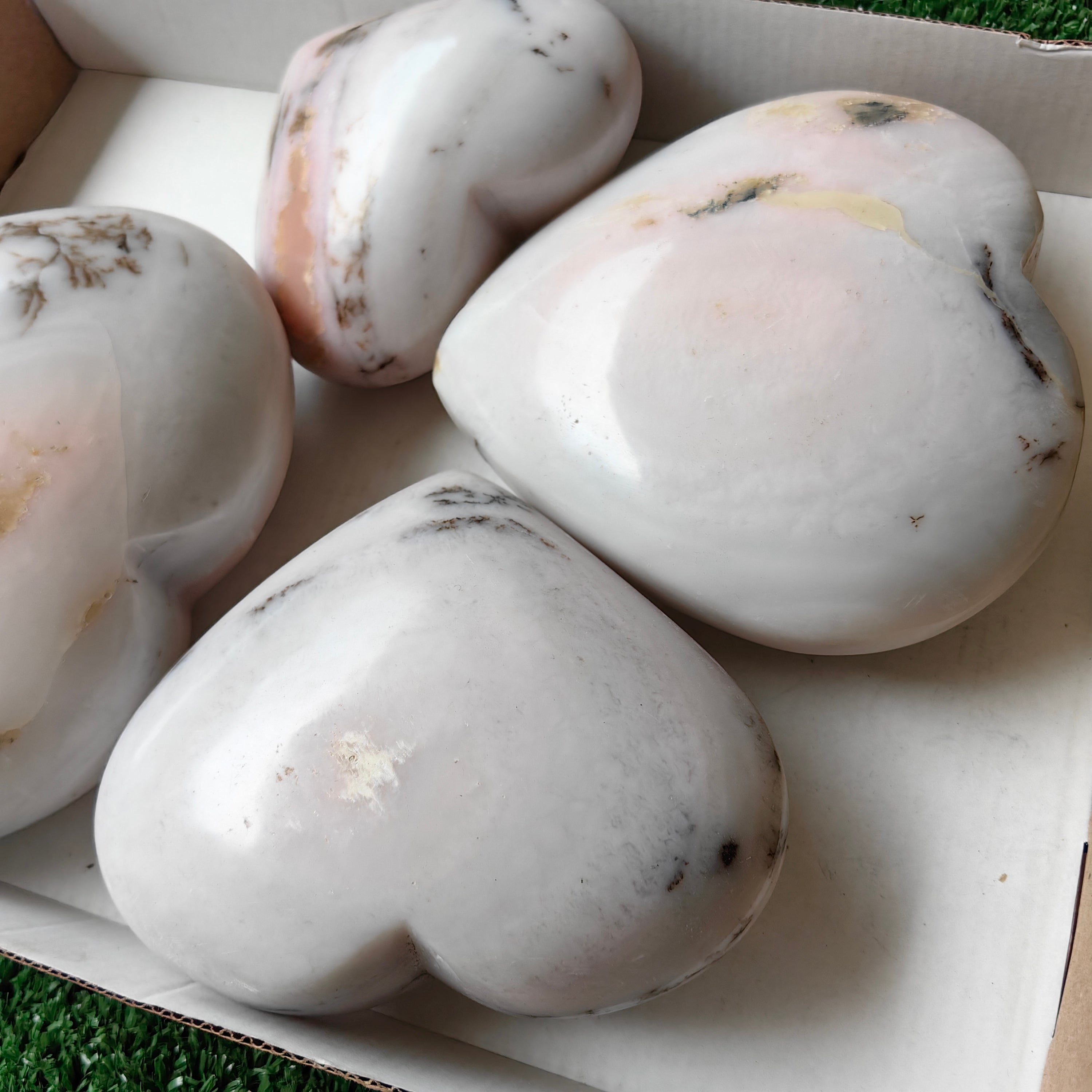 4 pc peruvian pink opal hearts