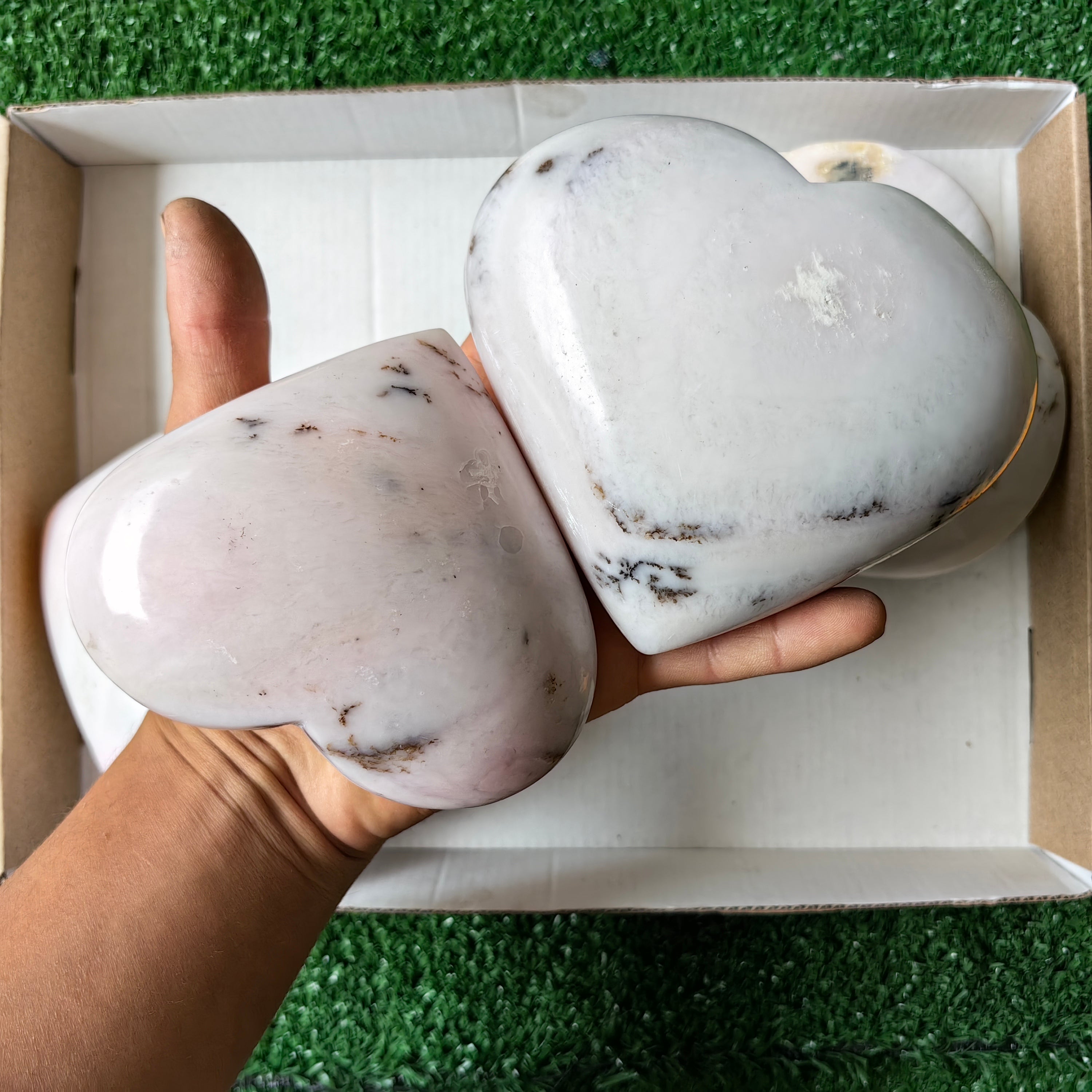 4 pc peruvian pink opal hearts