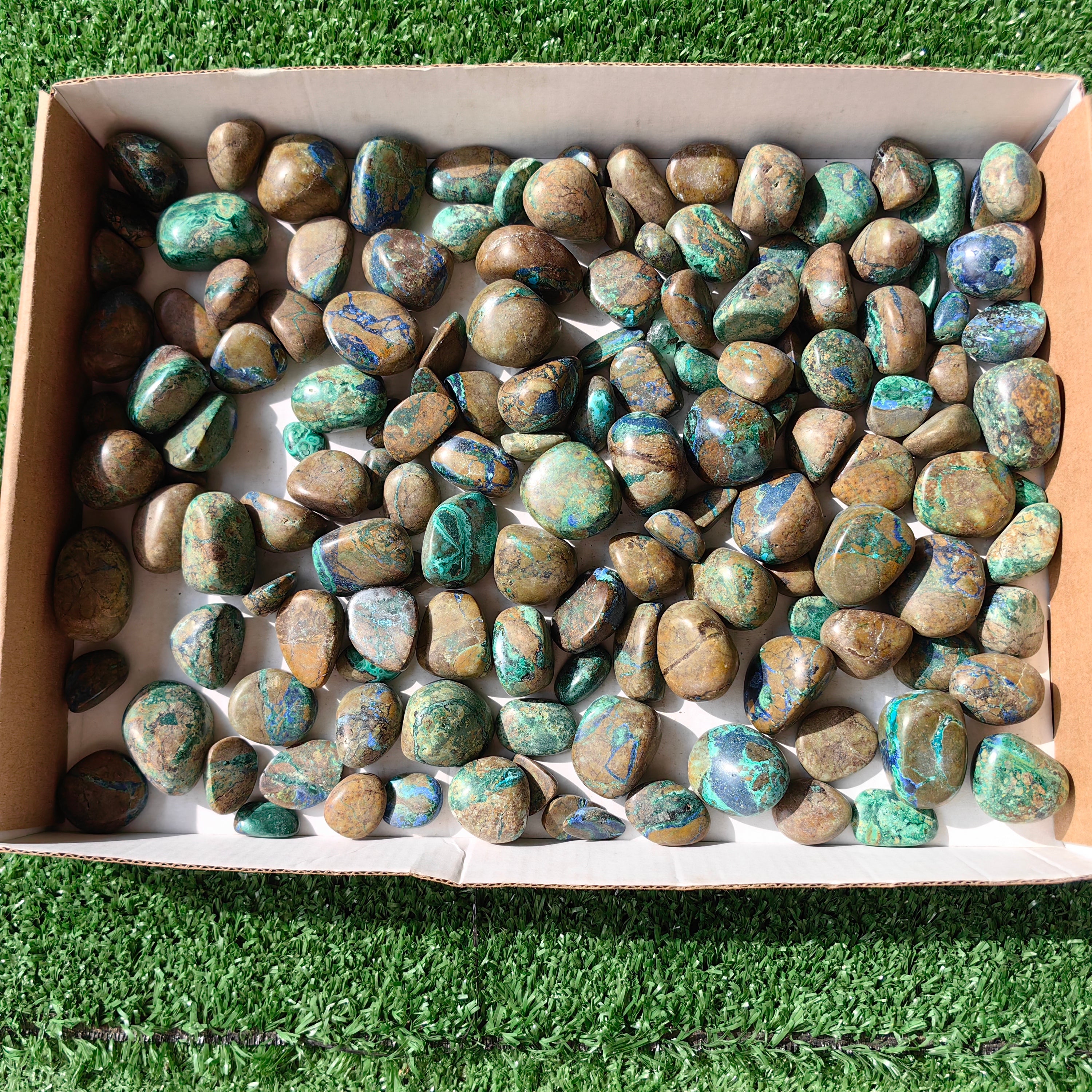 1.5 kg tumbled azurite malachite