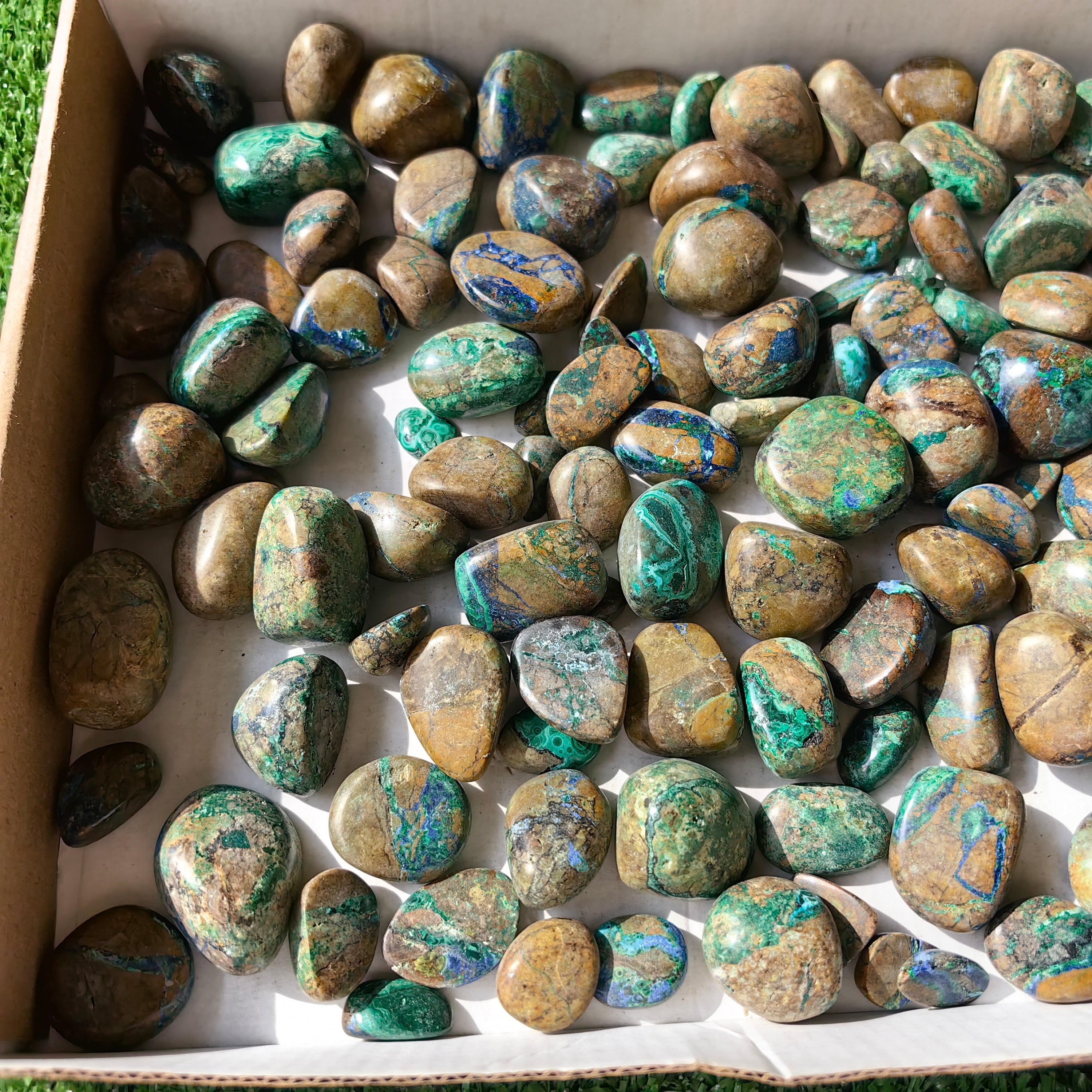 1.5 kg tumbled azurite malachite