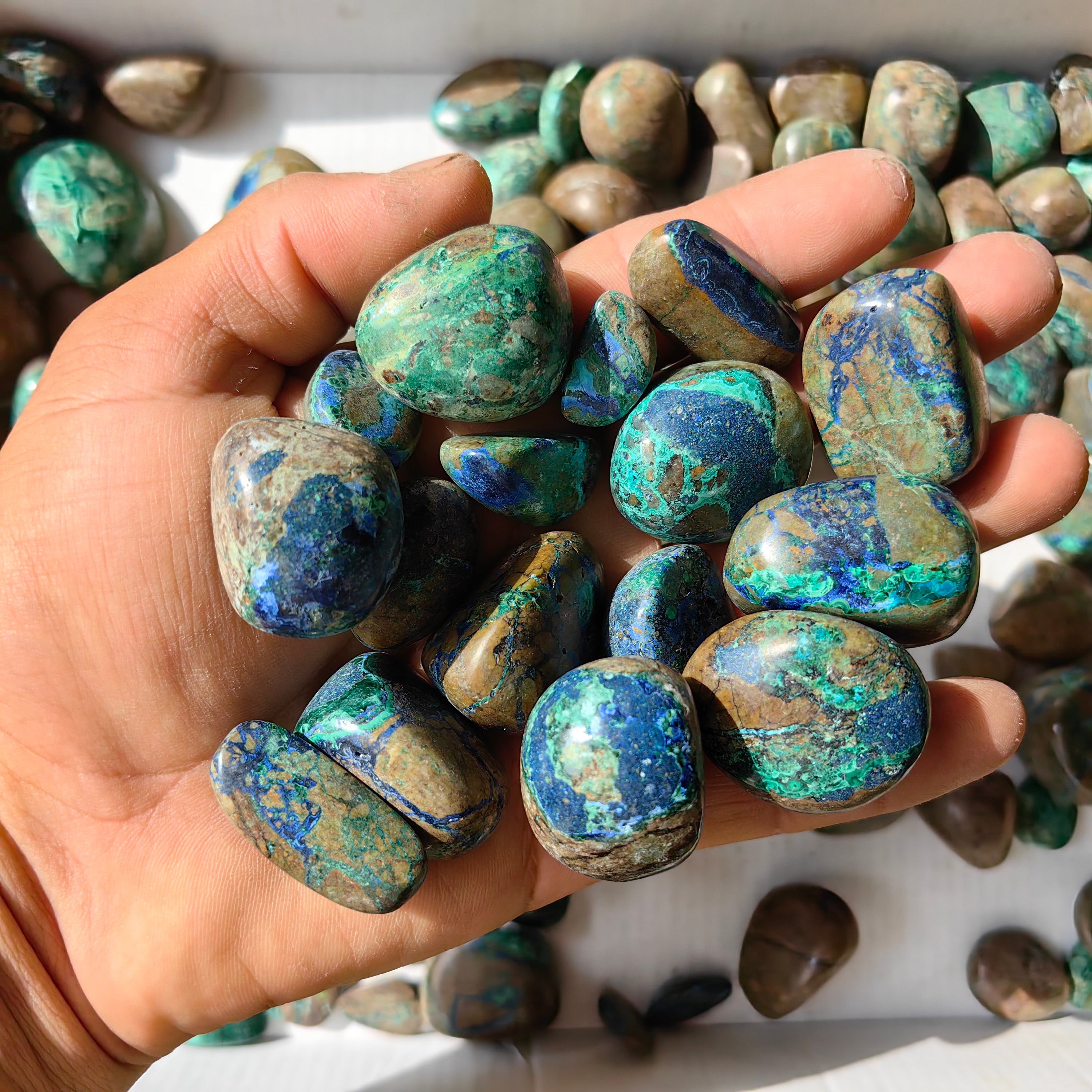 1.5 kg tumbled azurite malachite