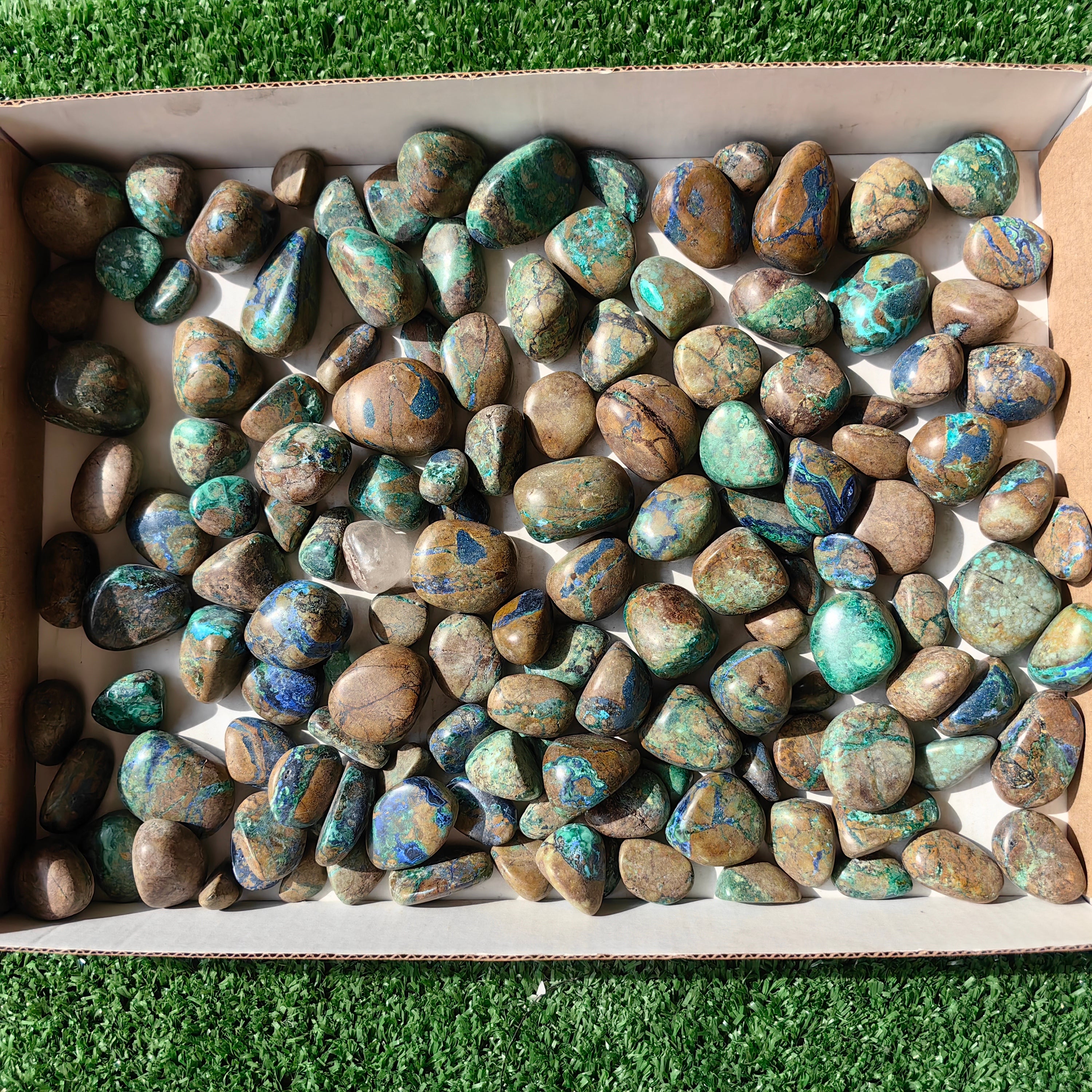 1.5 kg tumbled azurite malachite
