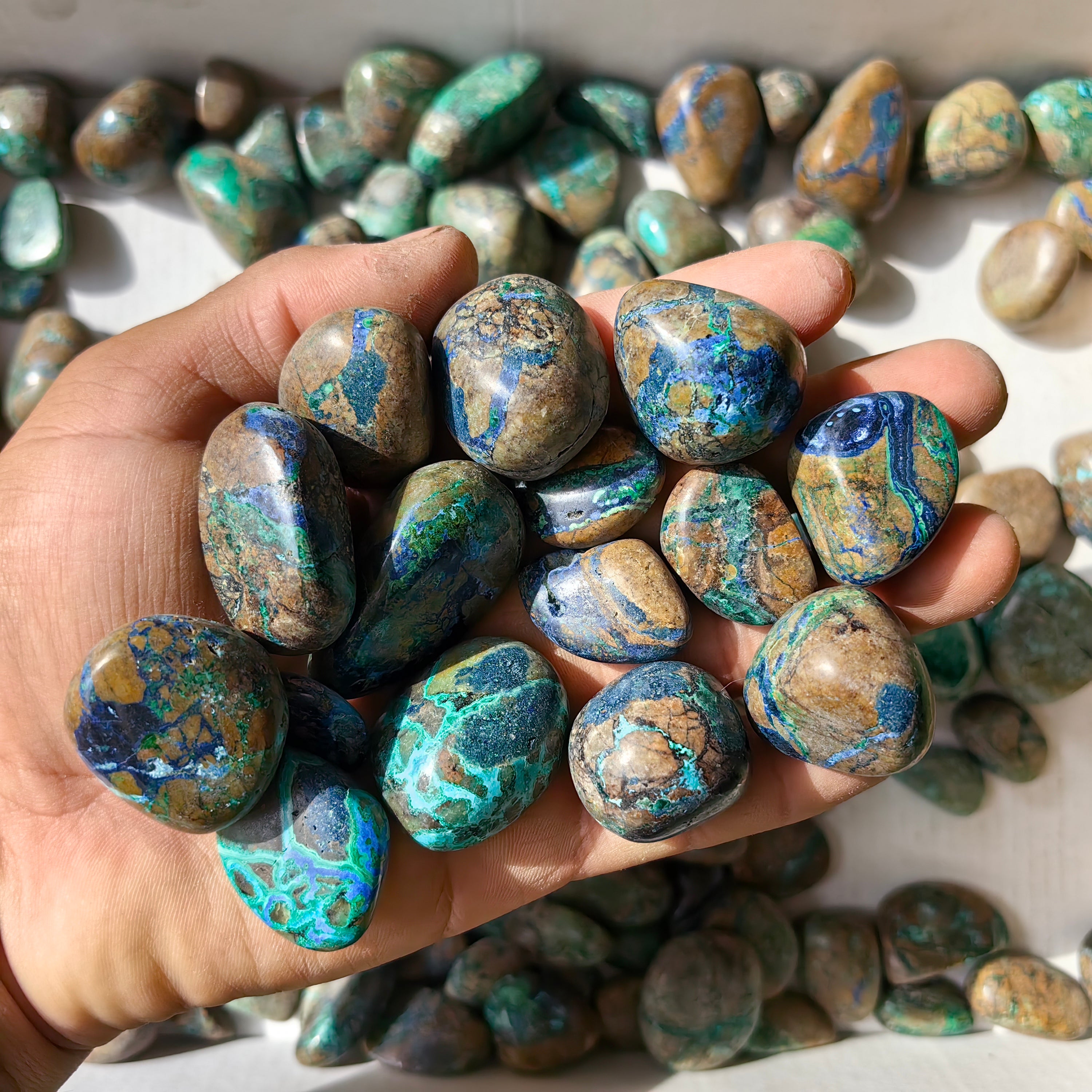 1.5 kg tumbled azurite malachite