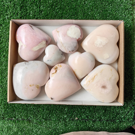 8 pc big peruvian  pink opal hearts