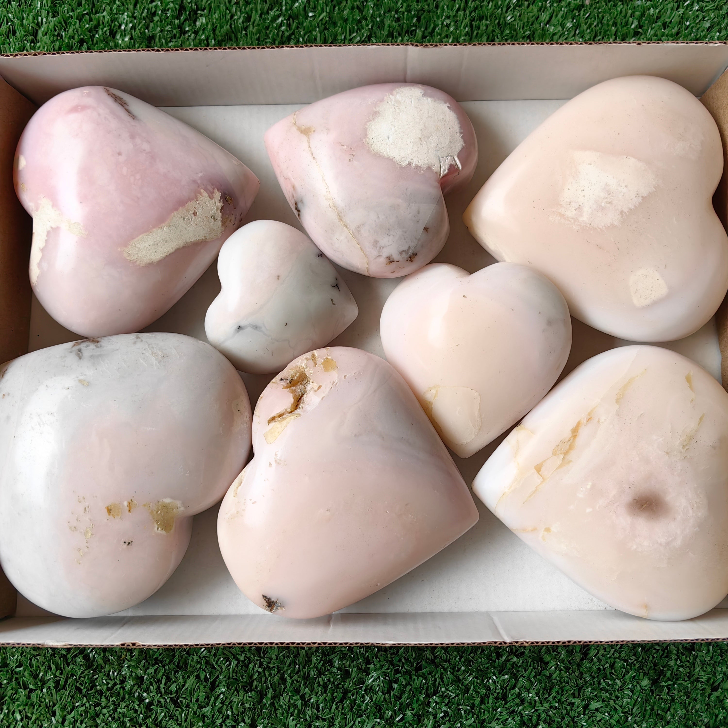 8 pc big peruvian  pink opal hearts
