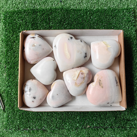 8 pc big peruvian  pink opal hearts