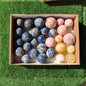 29 pc rhodonite, yellow onix & lapiz lazuli spheres