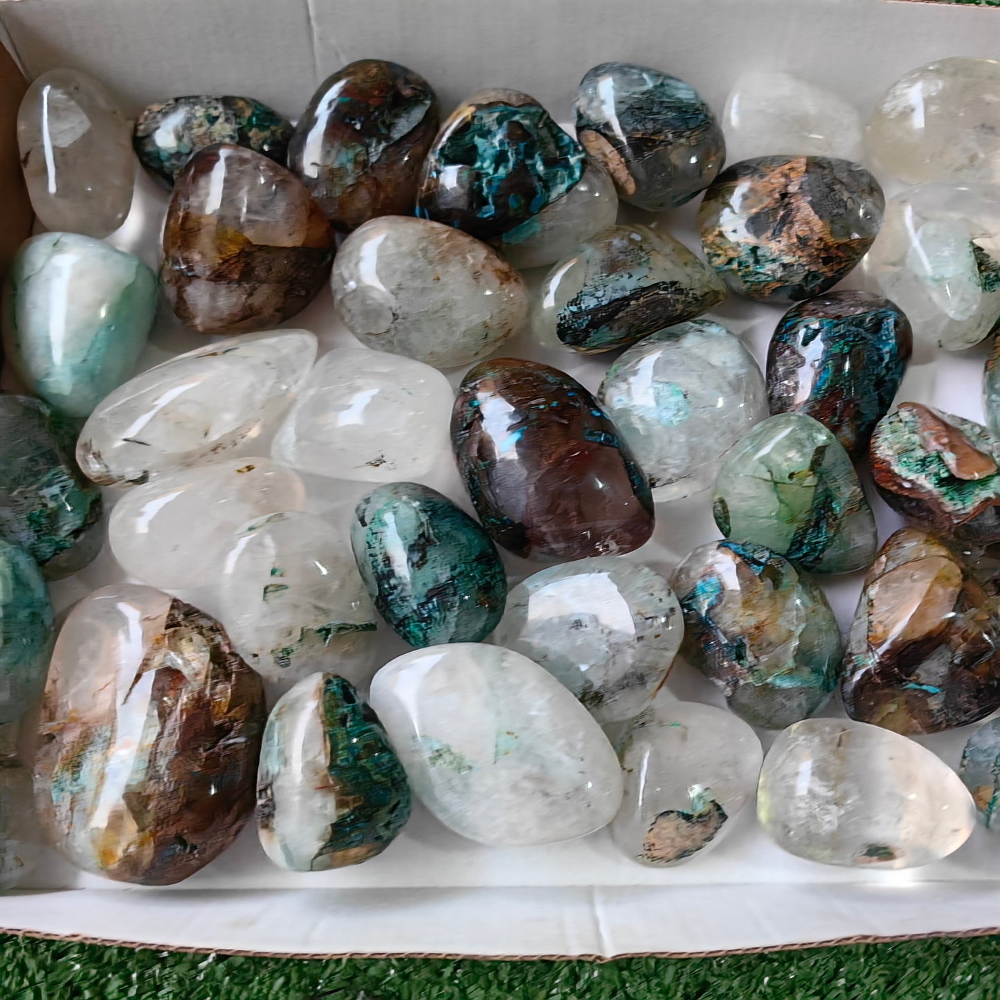 38 pc Chrysocolla on quartz Free Form