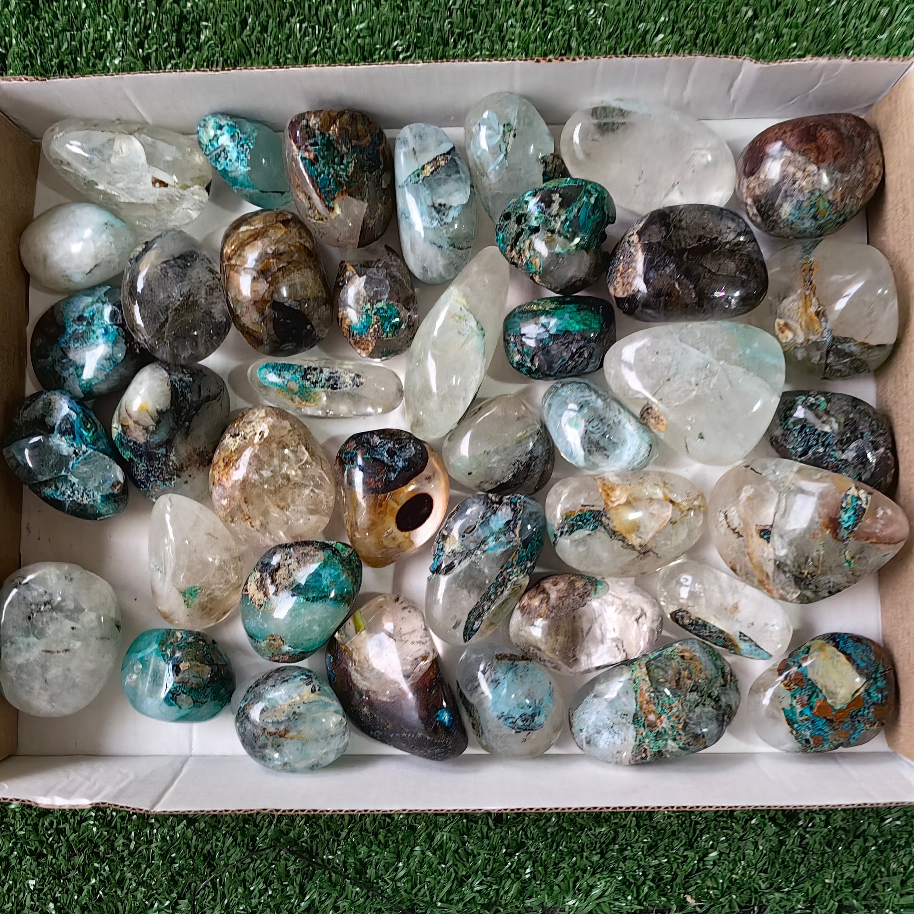 40 pc Chrysocolla on quartz Free Form