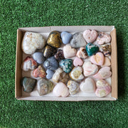 31 pc hearts of blue opal pink opal chalcopyrite chrysocolla angelite