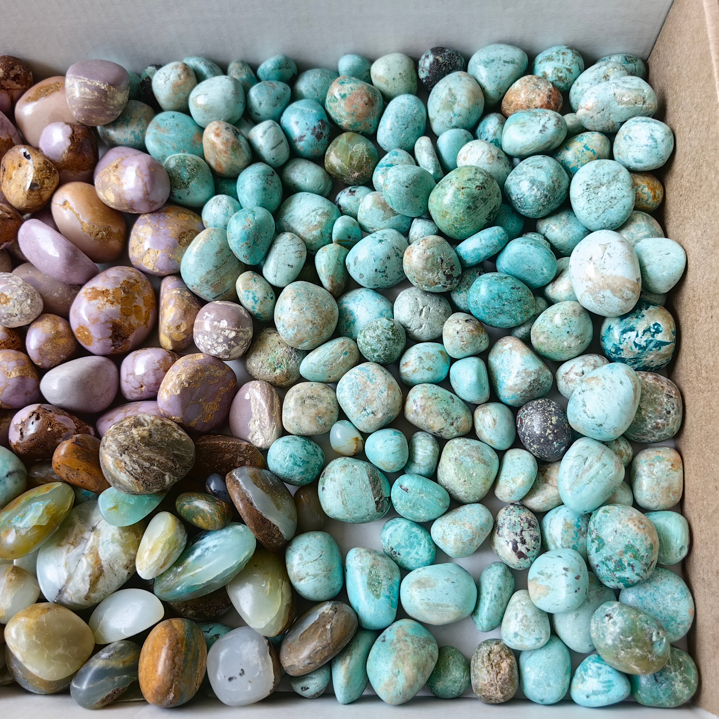 2 kg tumbled peruvian turquoise / blue opal / phosphosiderite