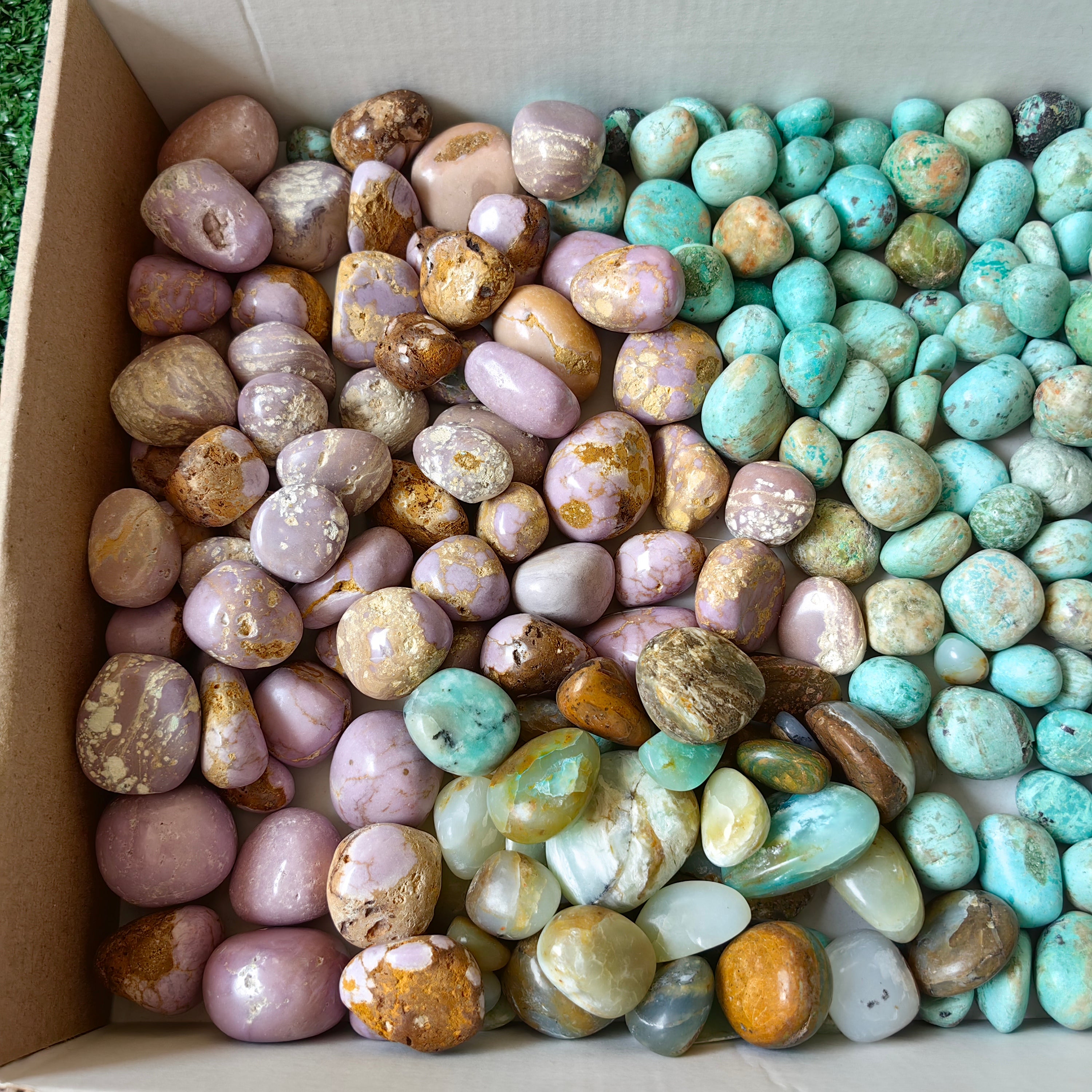 2 kg tumbled peruvian turquoise / blue opal / phosphosiderite