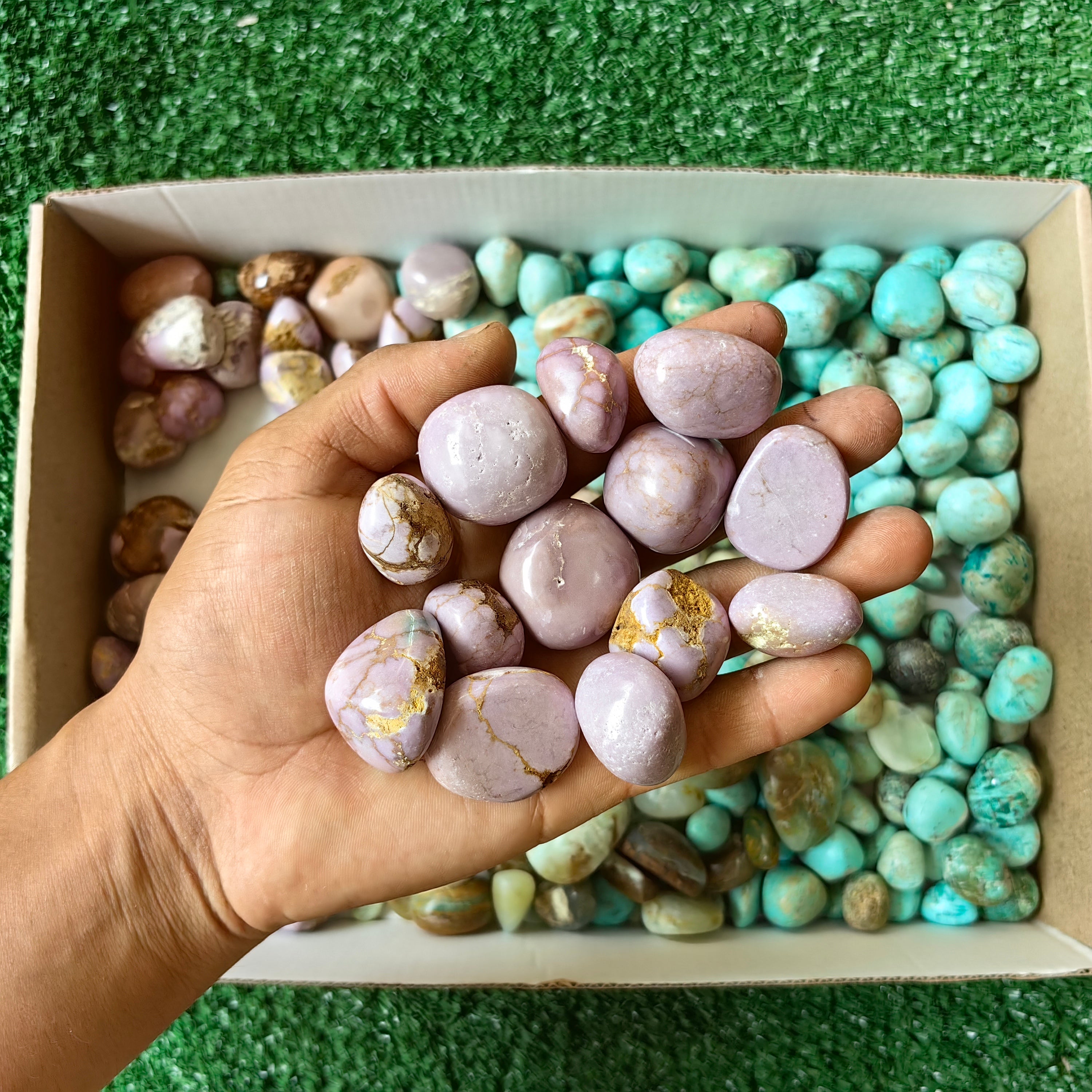 2 kg tumbled peruvian turquoise / blue opal / phosphosiderite