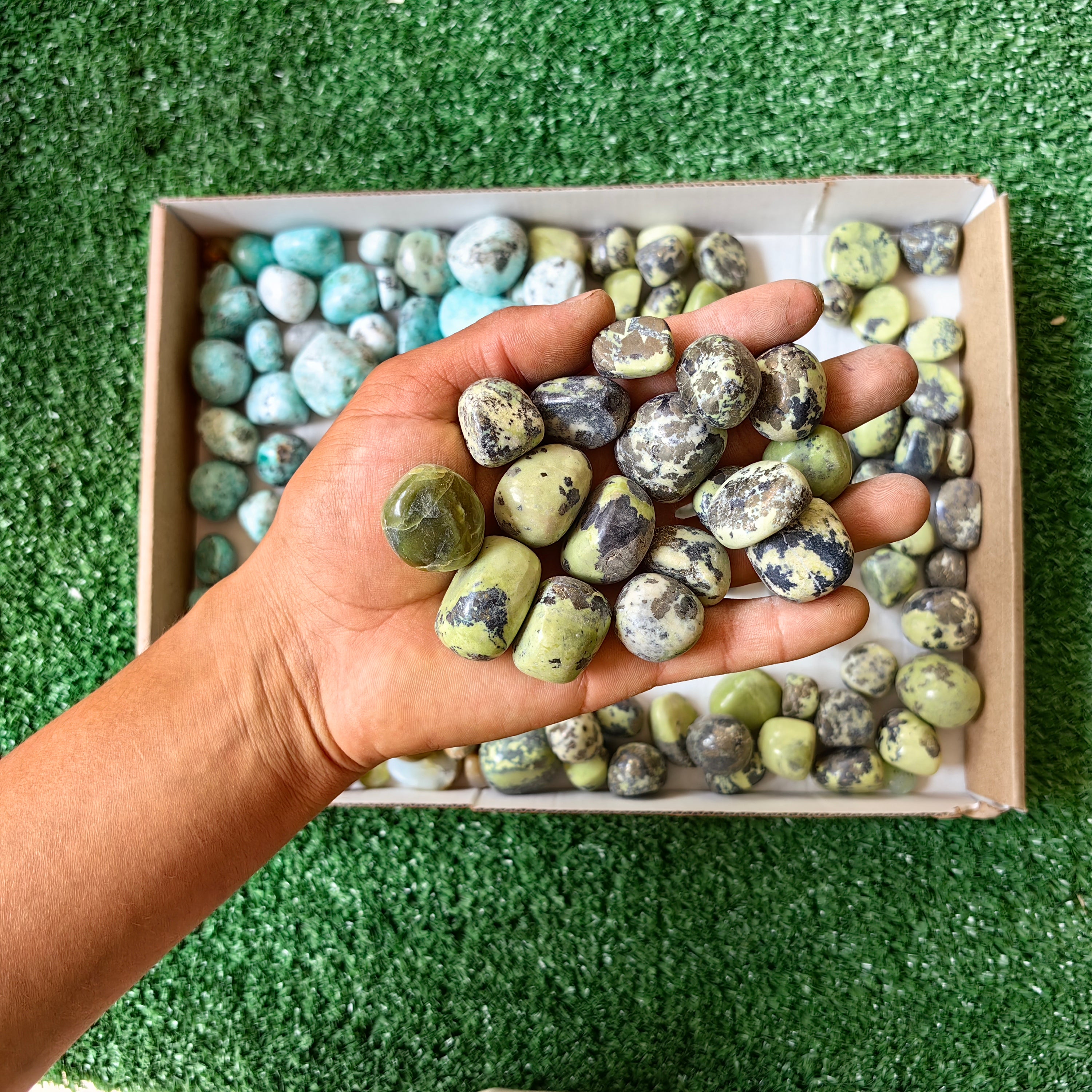 2 kg tumbled chrysoprase / blue opal / serpentine