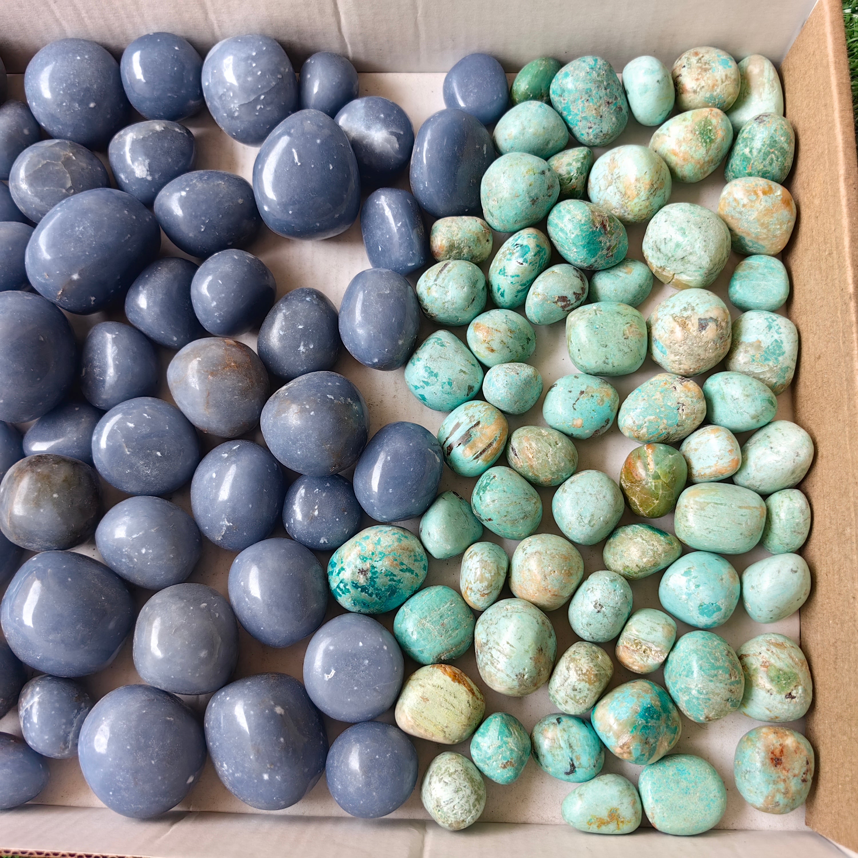 2 kg tumbled angelite / peruvian turquoise